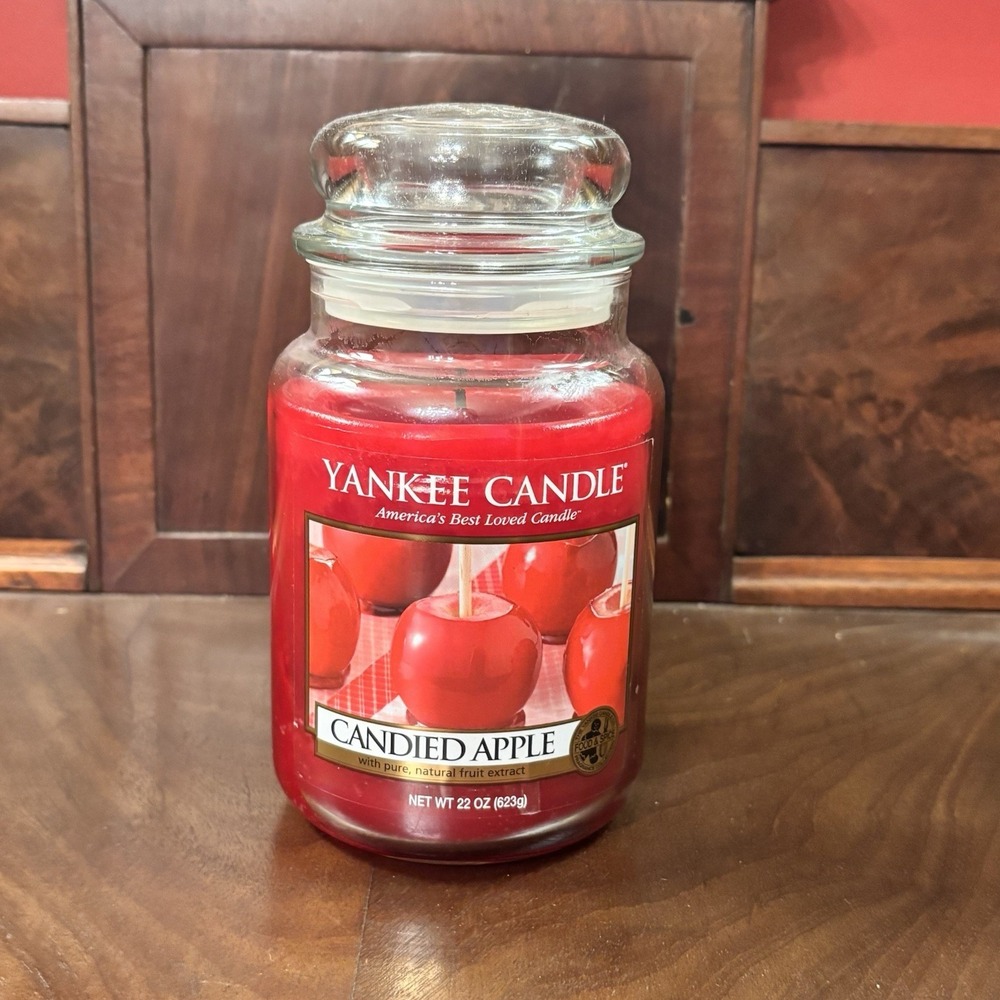 Yankee Candle Candied Apple 22oz Large Jar Retired Scent Partially Burned